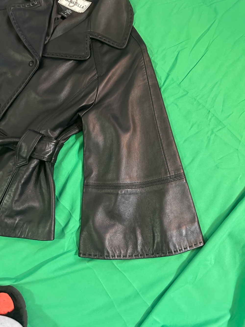 NWOT butter, soft Donatella black leather tie, front jacket, Bell sleeves ๐ฅ๐ฅ - Picture 7 of 17